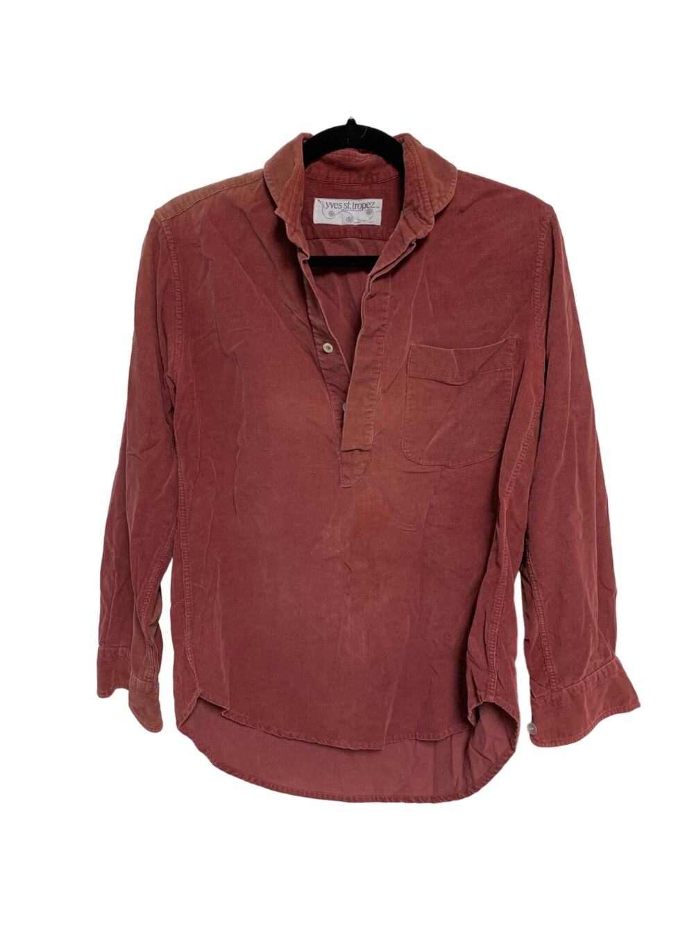 Yves St. Tropez Vintage Women's Cotton Corduroy Quarter Button Up Blouse Size 37